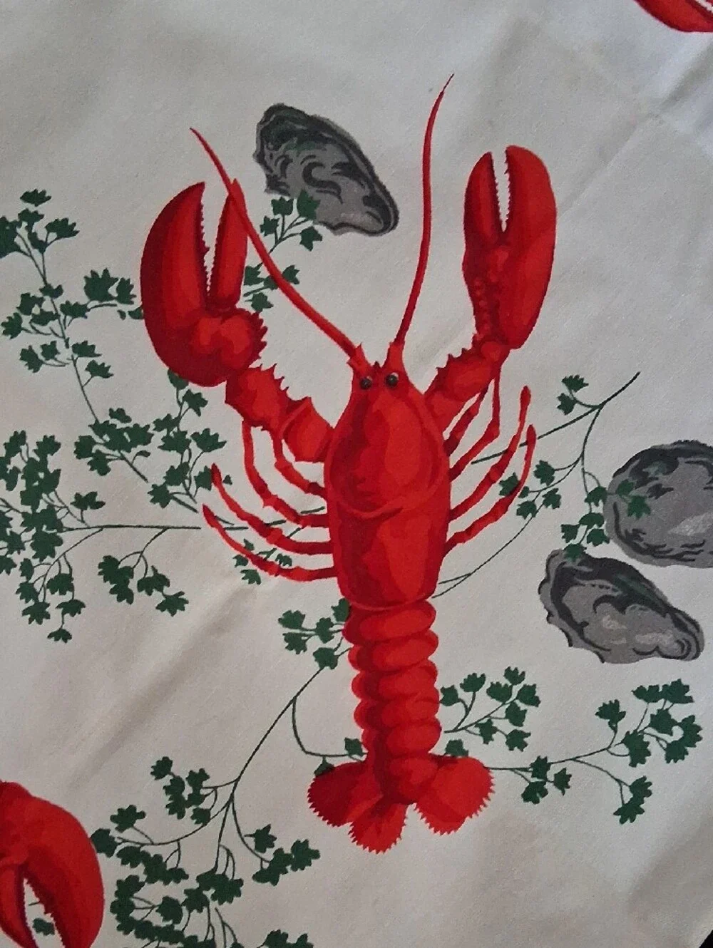 Red Lobster Print Table Runner - White Background